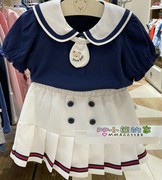 夏季洋气小熊童装女婴童海军风，短袖百褶裙套装pbczb6541q
