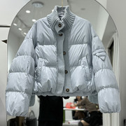 韩系羽绒服女宽松加厚洋气针织领2023高品质白鸭绒(白鸭绒)保暖短外套