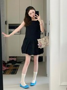 网红时尚穿搭女2024夏季韩系设计感收腰修身显瘦无袖背心连衣短裙