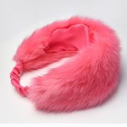 gleerainbow粉色可爱长毛仿动物，毛皮草(毛，皮草)防风保暖护耳发带发箍