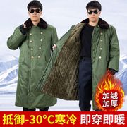 绿色棉大衣男士男士冬季加厚长款劳保，防寒保暖工作棉服东北大棉袄