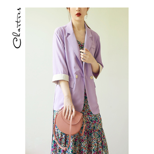 香芋紫西装外套小个子薄款西服，休闲上衣网红紫色小西装女