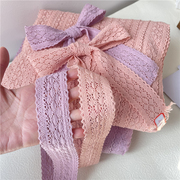 4米 日式紫色粉色纯棉棉质蕾丝蝴蝶结发饰服装腰带花边辅料