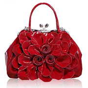 2024女包欧美时尚水钻包漆皮(包漆皮，)定型包包，ol通勤花朵包新娘(包新娘)手提包