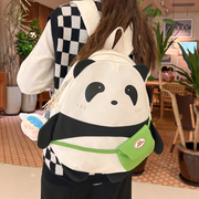 可爱熊猫包包卡通双肩包女jk少女背包软妹大学生上课包大容量书包