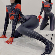 大码cosplay蜘蛛侠紧身衣连体女款开裆黑色长裤成人抖音网红同款