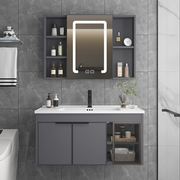 欧式陶瓷一体盆太空铝浴室柜组合洗手盆洗漱台智能镜柜卫浴柜