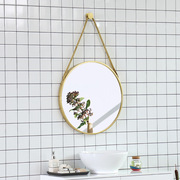 欧式铁艺壁挂圆形镜子 家用卧室创意梳妆台挂镜 浴室装饰化妆圆镜