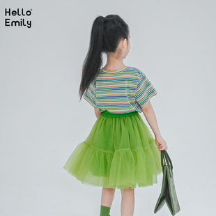 自制童装小清新夏季女童绿色半身裙仙女公主网纱A字裙子091+637