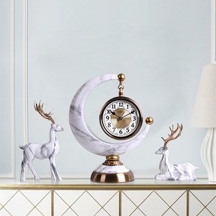 钟表座钟客厅家用简约台式创意时尚桌面摆件时钟北欧欧式静音台钟