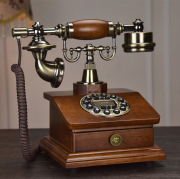 欧式仿古实木电话机复古老式时尚，创意美式家用座机无线插卡电话