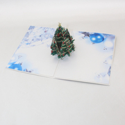 圣诞树彩色节日商务定制创意3D立体贺卡剪纸拼装送朋友带信封卡片