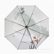 防晒伞遮阳伞创意黑胶油画，晴雨伞印刷复古logo伞防晒水墨折叠