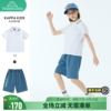 kappa男童套装2024夏季休闲运动儿童，polo领短袖t恤短裤两件套