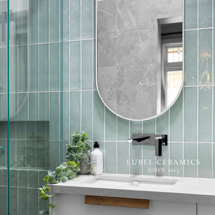 薄荷绿色瓷砖釉面砖卫生间北欧厨房墙面砖洗手间，厕所墙砖长条砖