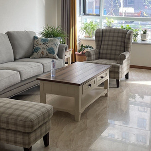 秋林木语美式复古全实木家用客厅茶几电视柜组合地中海风格家具