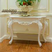 欧式实木玄关桌装饰桌白色家用别墅雕花客厅半圆门厅桌边桌玄关台