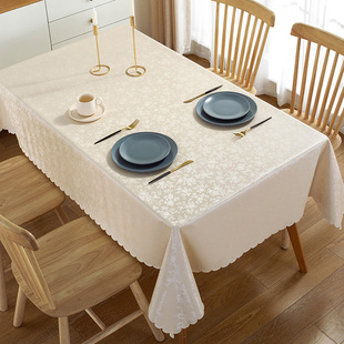 桌布免洗防油防水轻奢高级感布艺欧式防烫饭店台布家用餐桌垫