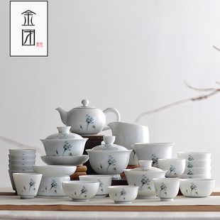 功夫茶具套装家用简约整套陶瓷大茶杯，茶壶茶漏泡茶喝茶干泡小茶具