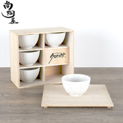 尚陶 屋日本进口陶瓷 日式条纹茶碗5件套精美桐木礼盒装送礼佳品