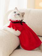 宠物猫咪复古红色小飞袖