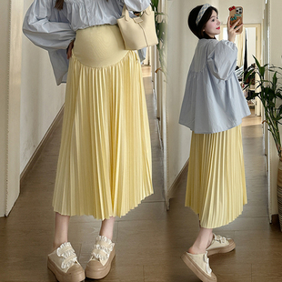 孕妇套装两件套韩版春秋季2024宽松娃娃衫，百褶托腹半身裙子夏