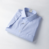 外贸工厂舒适易打理纯棉免烫正装短袖衬衫男夏季蓝格纹商务短衬衣