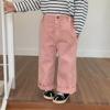 2023中小童韩版女童粉色牛仔裤秋季洋气直筒，牛仔裤幼儿园长裤