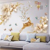 中国风墙贴自粘客厅沙发，电视背景墙上贴纸装饰卧室3d立体视觉贴画