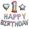 16寸仿美渐变色生日快乐气球套装happy birthday彩虹字母气球装饰