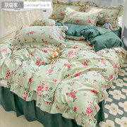 韩版小清新床罩少女床裙纯棉四件套100全棉网红床品床单花边被套