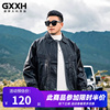 GxxH2023潮牌男装 加肥加大号个性潮流休闲黑色翻领皮衣外套