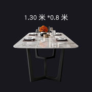 高档北欧大理石餐桌椅组合长方形现代简约饭桌小户型家用轻奢铁艺