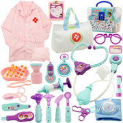 小医生扮演玩具套装女孩，工具医疗箱护士儿童，打针过家家男孩听诊器