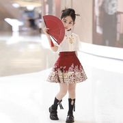 马面裙女童春夏秋季短长袖，套装中国风，半身裙儿童汉服短长款连衣裙