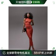 香港直邮潮奢 Topshop 女士 针织宽松肩橙色连衣裙