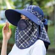 防晒帽女夏季防紫外线帽子时尚采茶遮脸面罩骑行遮阳大帽檐太阳帽