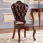 美式椅子欧式实木餐椅家用做旧法式复古木椅餐厅靠背椅酒店咖啡椅