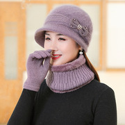 中老年秋冬针织毛线帽时尚逛街套头帽户外女士出行保暖围脖帽子潮