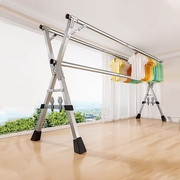 折叠晾衣架落地室内家用阳台卧室，不锈钢室外凉伸缩杆式晒被子神器