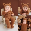 儿童摄影服装咖色小熊宝宝拍照服装新生儿满月百天照主题道具