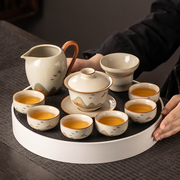 2024汝窑茶具套装家用高档陶瓷，茶壶功夫茶杯，茶盘整套喝茶中式
