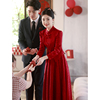 中式敬酒服2023新娘冬季长袖回门服红色订婚礼服女旗袍秀禾服