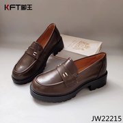 KFT脚王复古法式小皮鞋2022春季黑色厚底女鞋英伦风粗跟单鞋