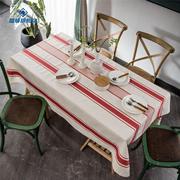 北欧ins色织棉麻简约条纹桌布，美式餐桌布茶几，布布艺(布布艺)长方形桌子垫