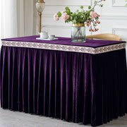 老式缝纫机套罩防尘布艺墨绿色金丝绒会议桌布桌套黑色桌裙紫红色