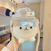 超萌夏季熊猫双饮高颜值大容量儿童卡通水杯塑料小熊吸管杯，
