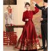 红色马面裙敬酒服新娘旗袍2024新中式结婚礼服订婚套装婚服女