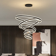 LOFT复式楼客厅吊灯现代简约个性大气餐厅吧台灯创意led环形灯具