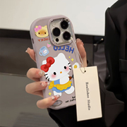 可爱煎鸡蛋HelloKitty猫咪适用苹果13手机壳iPhone14promax15ro少女心12椭圆金属框镜头11苹果15Promax套